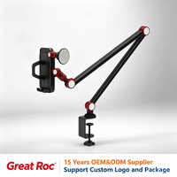 360 °   Support de téléphone rotatif à bras long, support de tablette à pince spirale pour bureau, chevet, diffusion en direct