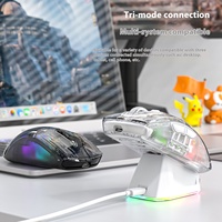 Souris de jeu sans fil Attack Shark X2 PRO RGB avec station de charge, trois modes (2.4G//Filaires), design ergonomique, programmable