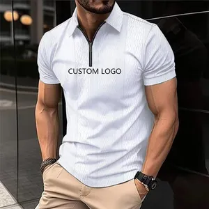 Polo T Shirt 2024 Zomer Hoge Kwaliteit Unisex Patroon Knop Snelle Droge Ritssluiting Golf Voor Logo Borduurwerk Custom Mannen Poloshirt