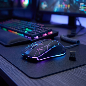 Laptop <b>Wired</b> Gaming Optical Sensor 1000 DPI Battery Powered Ergonomic USB <b>Mouse</b> LED Backlit Right Hand Design 2-Button Stock - Product Image 2
