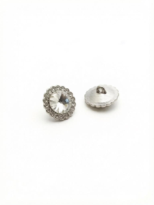 Bouton-pression plaqué argent 16 mm motif soleil, grand Rivoli, pavé de cristaux et strass, design fusée de luxe, pour robe de soirée et mariage - Product Image 3