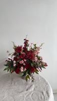 Centre de table personnalisé RK317, fleurs artificielles bordeaux, chemin de table pour mariage, boule de fleurs au sol, décoration de mariage