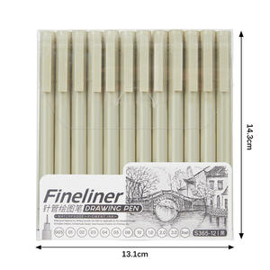 12 stylo de <span class=keywords><strong>dessin</strong></span> de conception de <span class=keywords><strong>dessin</strong></span> animé <span class=keywords><strong>dessin</strong></span>é à la main épais et mince à une extrémité stylo de <span class=keywords><strong>contour</strong></span> à encre permanente noire à séchage rapide - Product Image 5