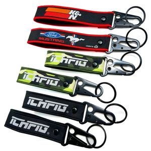 <b>Custom</b> Logo Design Woven Wrist Strap Keychain Fabric Lanyard <b>Key</b> Holder for Motorcycle Keyholder - Product Image 1