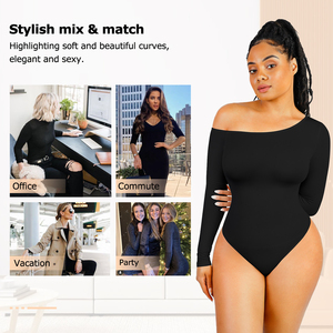 Bán Buôn Giảm Béo Điêu Khắc Sexvy Đầy Đủ Feminino Femme Tummy Liền Mạch Shapewear Bodysuit Dài Tay Áo Bodysuit Tops Cho Phụ Nữ - Product Image 2
