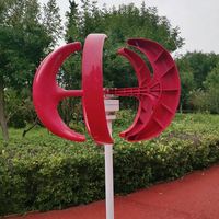 Éolienne à axe vertical portable 300W 12V/24V, petite éolienne à lanternes rouges pour éclairage public résidentiel