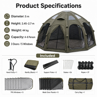 Tente dôme gonflable à double couche personnalisable avec logo, 17,67 m², Glamping panoramique, 5 m de diamètre, 4-8 personnes, 3 portes, 5 fenêtres TPU, PU