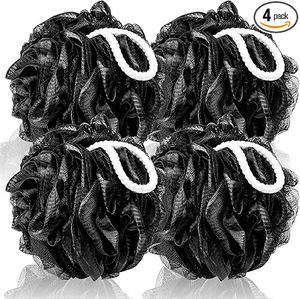 Loofah Sponge XXL-100g 4 Pack, <b>Bath</b> Sponge Soft Mesh Shower Puff Loofah for Men, Exfoliating Body Scrubber for Women Black - Product Image 1