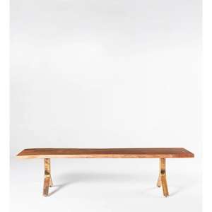 Table basse en bois, mobilier d'extérieur moderne, table basse de luxe avec pieds en alliage d'acier doré, design très demandé - Product Image 4