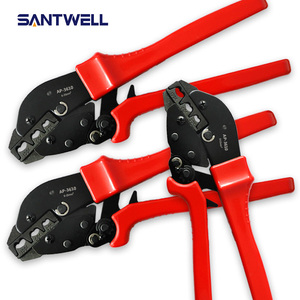 Alicates de crimpado de terminales con trinquete, herramienta de crimpado manual multimedida para terminales preaislados y conectores de cable de cobre abiertos - Product Image 1