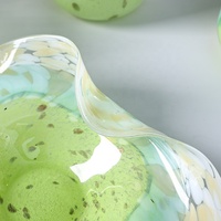 Vase en verre coloré artistique et ensemble de bols à fruits, motif spirale vert dégradé, soufflé à la main, ornement décoratif pour la maison et l'hôtel