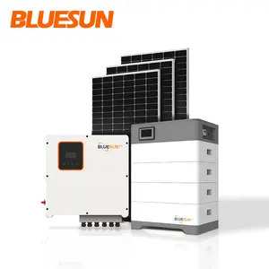 2024 Bluesun混合太阳能系统10kw 12kw 15kw 20kw家用电力系统，带10Kwh堆叠LiFePO4电池