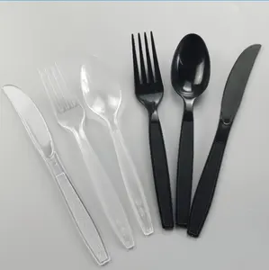 Heavy Weight PLA Disposable Biodegradable Plastic Knife Fork Spoon Cutlery Set With Napkin