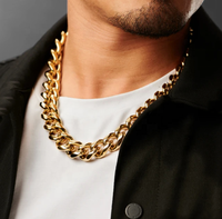 Collier chaîne cubaine Hip Hop en acier inoxydable grande taille, plaqué or 18 carats, tendance, unisexe, noir, personnalité cool