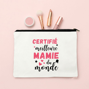 Borsa per il Trucco in Tela con Stampa 'Miglior Nonna <span class=keywords><strong>del</strong></span> <span class=keywords><strong>Mondo</strong></span>', Borse Cosmetiche con Cerniera per Viaggi, Pochette per Annuncio di Gravidanza - Product Image 4