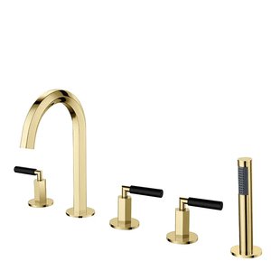 HOMEDEC Robinet de baignoire et de douche moderne en laiton poli à 5 trous avec double poignée et pulvérisation céramique HD-BF15, construction en laiton de haute qualité - Product Image 3