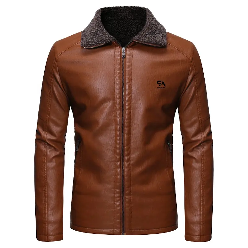 Veste en cuir véritable personnalisée pour hommes vestes de moto sport hiver vestes en cuir pur tissu en cuir manteau d'hiver teint uni