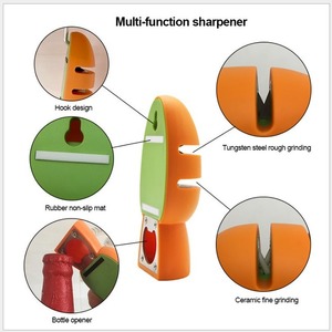 Mini Multi Functional <b>Knife</b> <b>Sharpener</b> Stainless Steel Manual Portable Whetstone Bottle Opener Household Tool - Product Image 4
