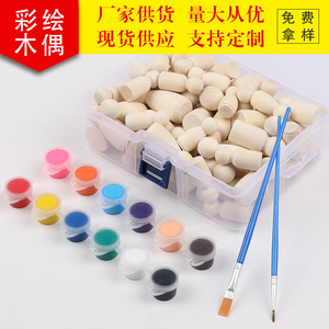 Wooden Doll Painting Set 18 Cm Diy Toy <b>For</b> Children Home Decoration Ornaments - Product Image 4