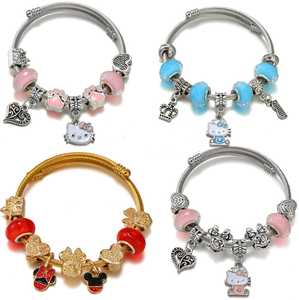 Fen Di Jewelry Adjustable Stainless Steel Cable Charm <strong>Bracelet</strong> <strong>Hello</strong> <strong>Kitty</strong> Gemstone Crystal <strong>Bracelets</strong> - Product Image 2