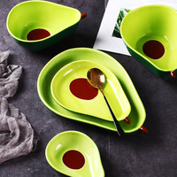 Assiette à dessert en céramique en forme d'avocat, style Instagram, très tendance, micro-ondable, forme irrégulière, petite assiette à salade de fruits