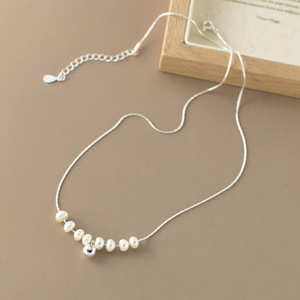 Collar de Plata de Ley S925 con Diseño Único y Minimalista, Estilo Ins, Flor de Plata Pura, Mariposa y Perla, Y02475 - Product Image 3
