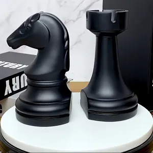 Ensemble d'échecs de château de chevalier noir matériau en résine peint à la main Art Design finition mate décor à la maison pour l'étude et les salons - Product Image 1