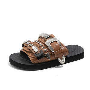 Nuove <span class=keywords><strong>Ciabatte</strong></span> Estive da Uomo in Stile Giapponese con Rivetti Argentati, Leggere, Traspiranti, Antiscivolo, con Suola a Muffin e Chiusura in Velcro per Esterni - Product Image 6