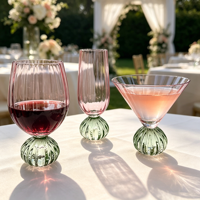 Lot de verres à vin martelés en cristal sans plomb pour mariage, flûtes à champagne et verres à cocktail