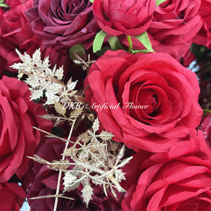 ดอกไม้ประดิษฐ์สำหรับตกแต่งงานแต่งงาน ลูกบอลดอกไม้ประดับงานแต่งงาน ลูกบอลดอกไม้ผ้าไหมสีแดง - Product Image 3