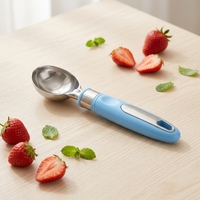Cucchiaio per Gelato in Acciaio Inox con Manico Antiscivolo in PP e Foro per Appendere, Ideale per Casa e Gelaterie
