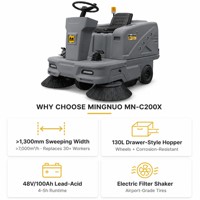 MINGNUO MN-C200X Balayeuse de voirie électrique, batterie 48V, largeur de balayage >1300mm, 7000m2/h, machine de balayage de voirie industrielle compacte, neuve