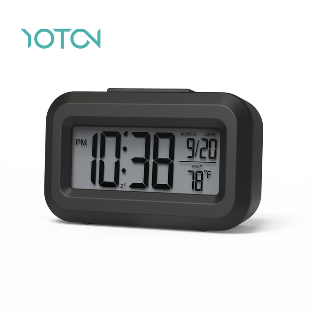 Modern Design Digital Alarm Clock Calendar Temperature Display Small Size LCD Wall Clock for Office School Use Battery Backlight