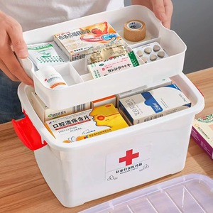 Large Capacity Double-layer Plastic Medical Kit with Folding Design for <strong>Household</strong> First <strong>Aid</strong> and Multi-Purpose Medicine Storage - Product Image 1