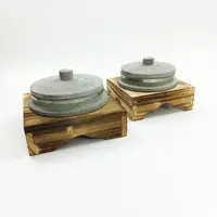 Olla de piedra coreana, utensilios de cocina, olla con base de madera