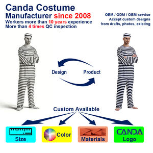 Costume de prisonnier rayé pour <span class=keywords><strong>homme</strong></span>, fabrication directe, certifié CE CPC UKCA, vente en gros, costume de prisonnier classique pour adulte - Product Image 4