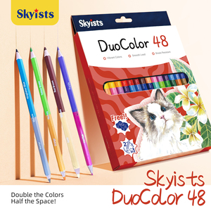 Matite Colorate Bicolore 24 Pezzi 48 Colori Skyists Matite Colorate a Doppia Punta a Base d'Olio per Bambini Studenti <span class=keywords><strong>Adulti</strong></span> Disegno - Product Image 1