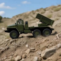 Camion militaire RC à l'échelle 1/16, 6x6, lance-roquettes, télécommande 2,4 GHz, véhicule tout-terrain avec lumières, prêt à rouler, jouet pour enfants