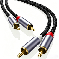 Câble audio stéréo 2RCA mâle-mâle pour voiture, HDTV, home cinéma et ordinateur, blindage en nylon tressé portable, câble AUX 2RCA vers 2RCA