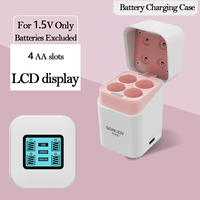 Chargeur universel 4 emplacements pour piles Li-ion 1,2 V et NiMH AA AAA, avec stockage, entrée 2A, sortie 3A et éclairage LED