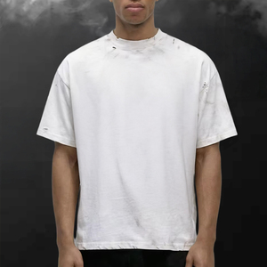 T-Shirt Oversize di Alta Qualità 100% Cotone, Collo Alto, Tinta Unita, Ecologica, Pesante, Stampa DTG Personalizzata per Uomo - Product Image 1