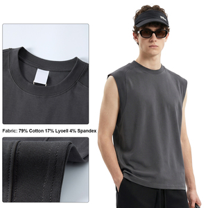 Camiseta sin mangas para hombre, 220GSM, algodón Lyocell, corte holgado, con costuras estructurales, fresca, para gimnasio, deporte, informal - Product Image 3