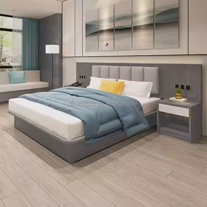 Economy Commercial Hotel Bedroom <b>Sets</b> <b>Single</b> Double King Size <b>Bed</b> Frame With Upholstered Headboard Nightstands For 3 Star Hotels - Product Image 5