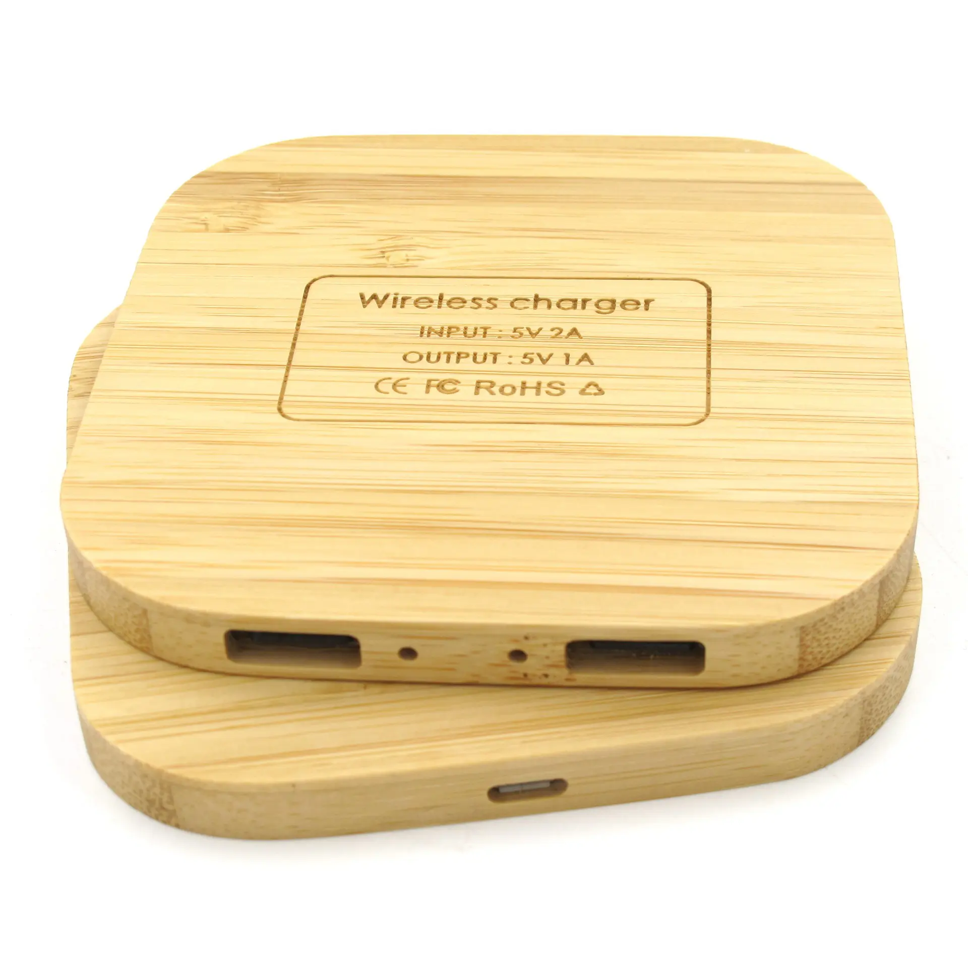 Cadeau personnalisé 5W 10W 15W bois sans fil Chargeur rapide rapide bambou chargeur sans fil en bois sans fil