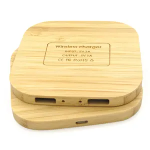 Customized Gift 5W 10W 15W Wood Wireless Fast Quick Charger Bamboo Wireless Charger Wooden Wireless
