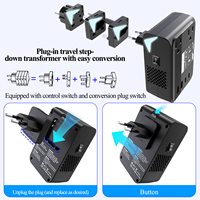Adaptateur de voyage Foxcan 2AC avec 4 ports USB, charge rapide PD 350W, combo avec prises UK/AU/IT/EU pour ordinateur portable et téléphone, convertisseur de voyage