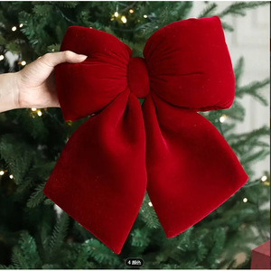 Baiyang Crafts Red Velvet Fabric Bow Christmas <b>Tree</b> <b>Ornament</b> Large 6-8 Inches Factory Wholesale Set Of 3 - Product Image 4