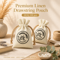 Pochette de rangement en jute avec cordon de serrage pour boucles d'oreilles et bagues, impression de logo personnalisé, mini pochette d'emballage en jute biologique