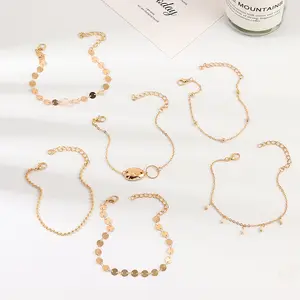 Bracelets bohème en dentelle pour femmes, ensemble de Bracelets, chaînes de pied, bijoux de cheville,