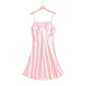 Camisón Sexy de Seda y Satén para Mujer, sin Mangas, con Cuello en V, Talla Grande, Ropa de Dormir - Product Image 5